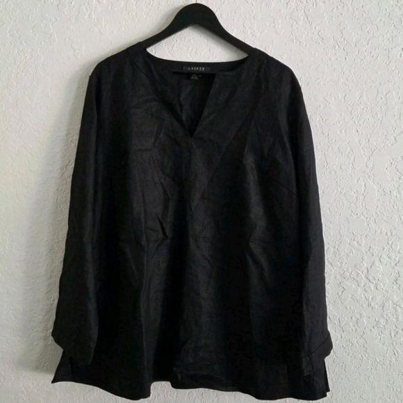 Lauren Ralph Lauren Tops - Lauren Ralph Lauren Boho Lagenlook Witchy Artsy Linen Black Blouse